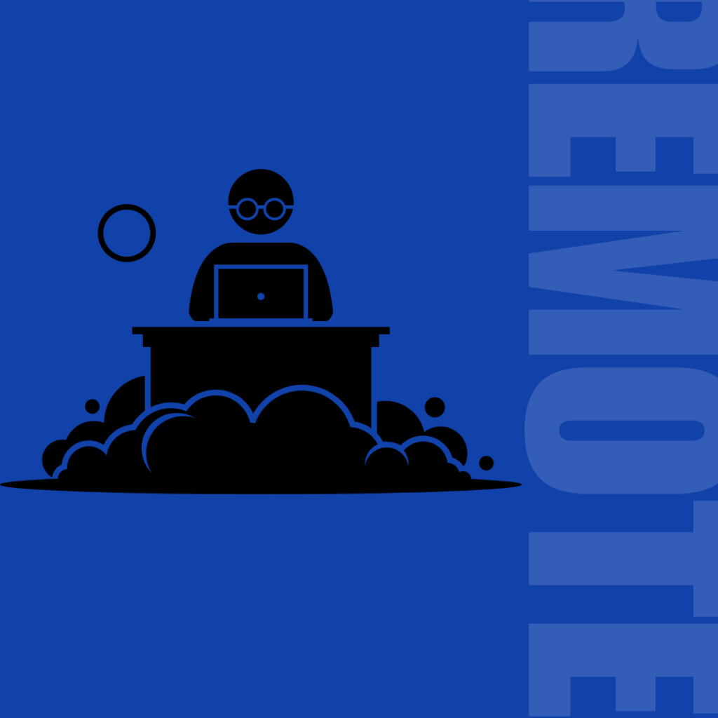 illustration of a person sitting at a laptop and working